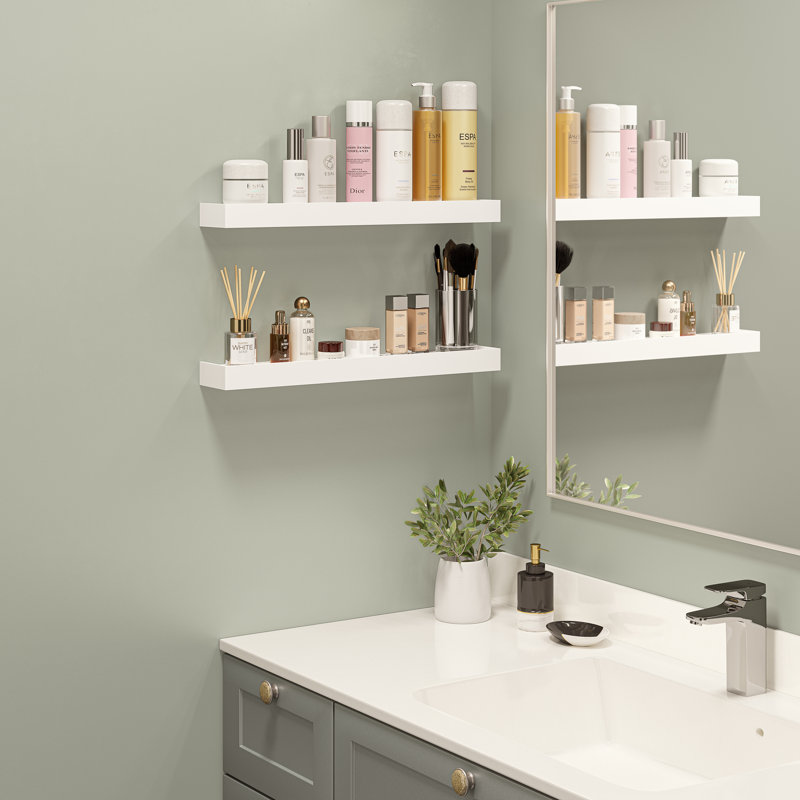 Array 24" W x 4" D Floating Shelves for Wall, White, 1.75" H x 24" W x 4" D