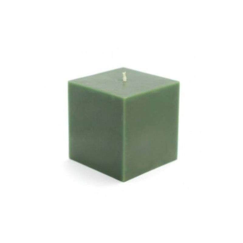 Square Pillar Candle, 3" H x 3" W x 3" D, Hunter Green, Set of 12