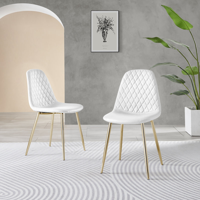 Lenworth 4 - Person Dining Set, White/Gold