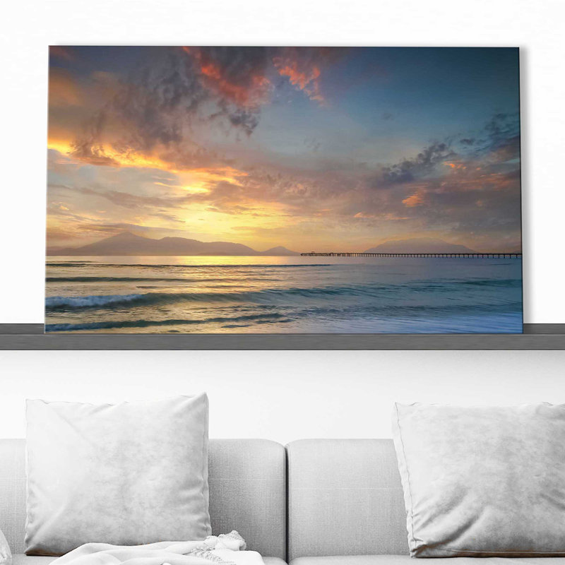 " Share The Sunset " by Mike Calascibetta, 28" H x 48" W x 1.5" D, Wrapped Canvas