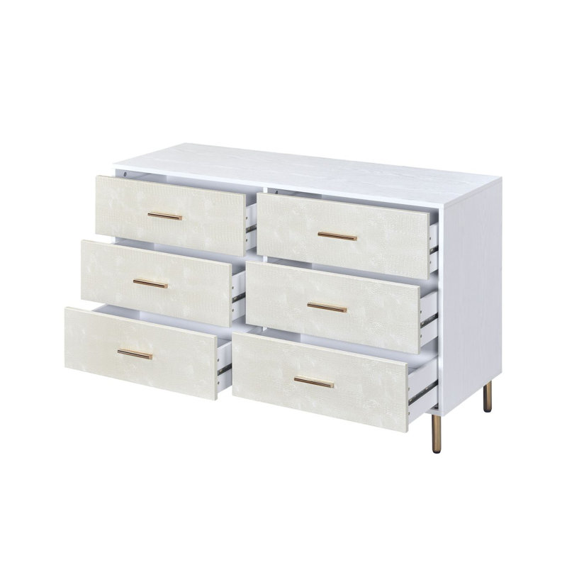 Commode avec finition dorée pour la chambre à coucher, Champagne / or / blanc