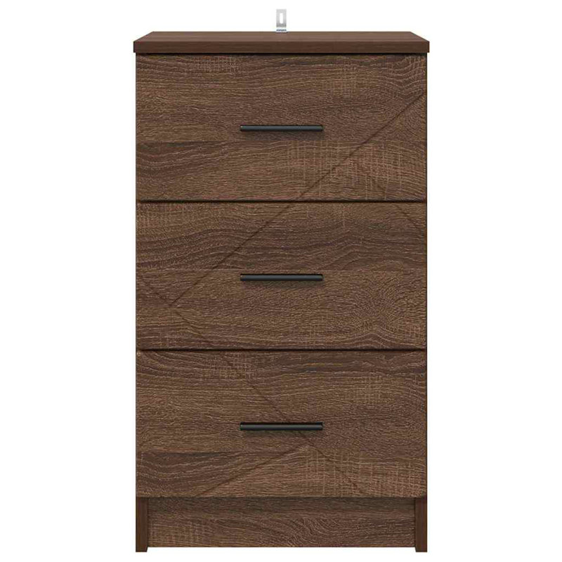 38cm W Manufactured Wood Bedside Table, Brown Oak