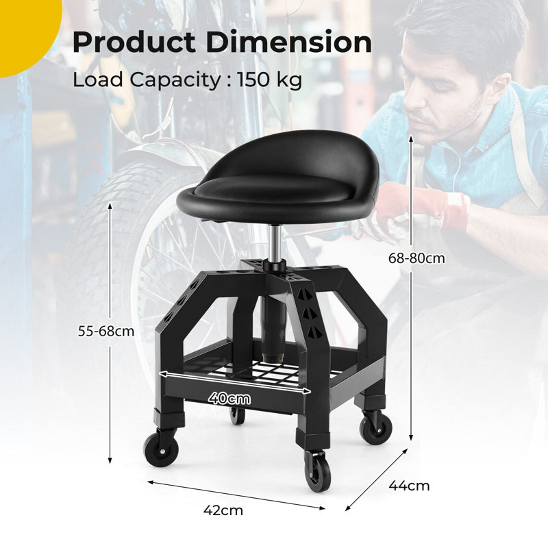 Adjustable Height Stool, Black