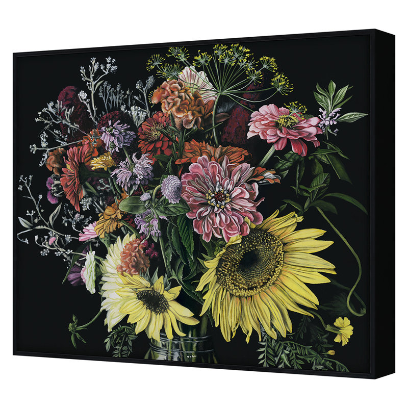 Dark Floral Study Framed Print Canvas, 44" H x 49" W x 2.25" D
