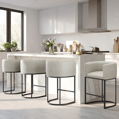Pu Leather Counter Stool Barrel Counter Height Stools