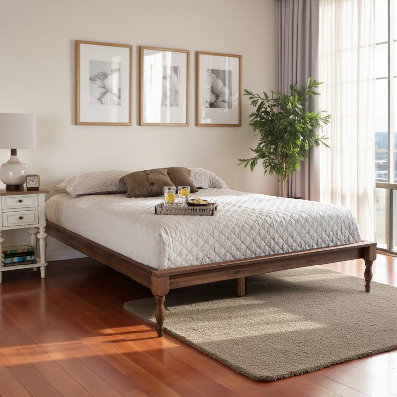 Lyra King Size, Bed Frame in Ash Walnut Finish, 13.41'' H X 80.83'' W X 86.33'' L, King