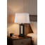 Ensemble de 2 lampes de table Kenroy Home Katherine, conception géométrique moderne avec corps rectangulaire ouvert et finition noir mat, comprend des abat-jour en tissu blanc et un interrupteur à 3 voies
