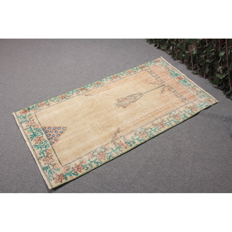 Tapis turc Anatolian antique tissé à la main en vert vif pour décoration intérieure et cadeaux