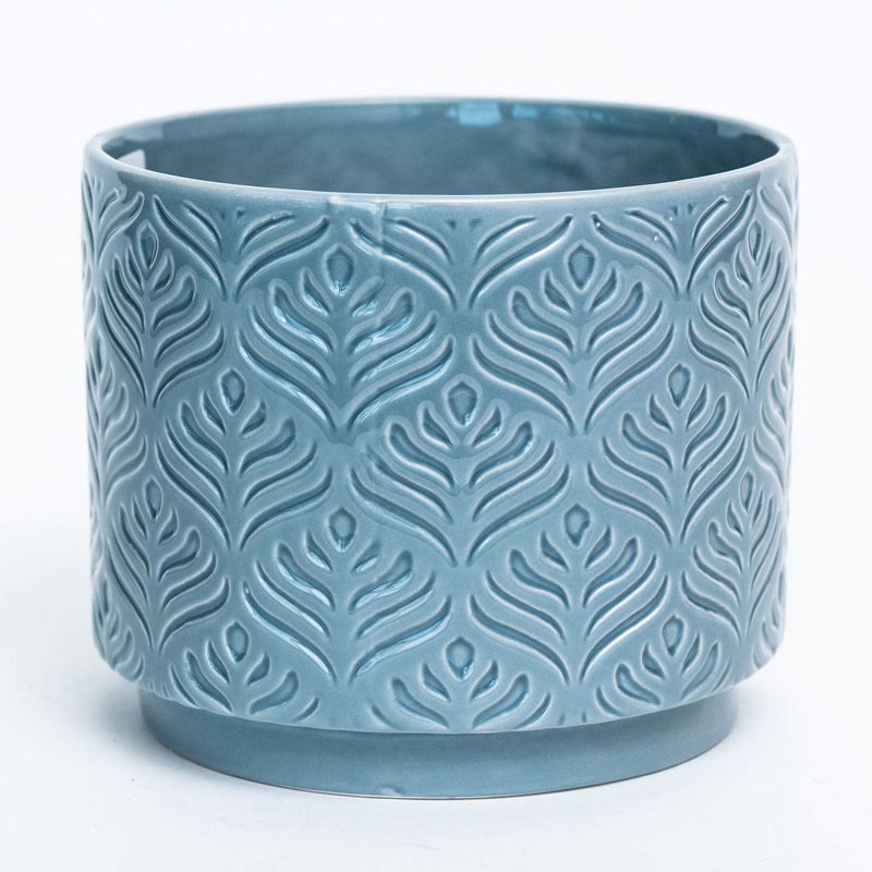 Jardinière à motif bleu, H 5,5 po x l 6,7 po x P 6,7 po