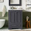 Ensemble de meuble-lavabo 24 po avec lavabo en céramique, armoire de rangement autoportante moderne avec poignées argentées, portes à fermeture douce