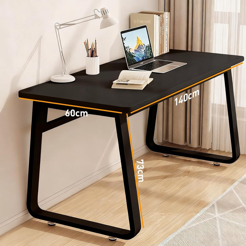 Metal Base Computer Desk, Black, L: 140cm / W: 60cm / H: 73cm