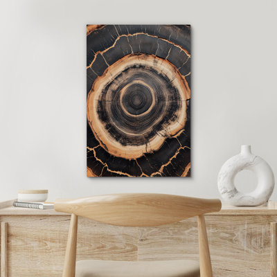 Impression sur toile, grain de bois brûlé, impression encadrée de texture organique pour une décoration murale d'inspiration minimaliste ou industrielle