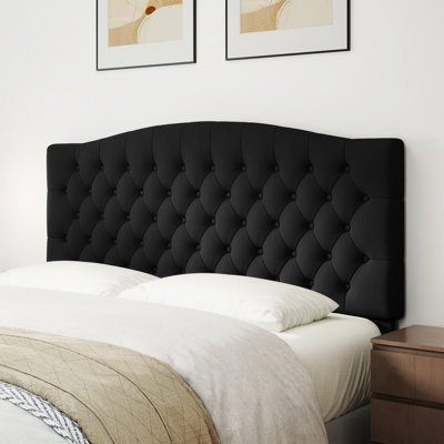 Queen/Full Size Upholstered Headboard, Wall Mountable & Height Adjustable with Solid Wood Legs by Mercer41