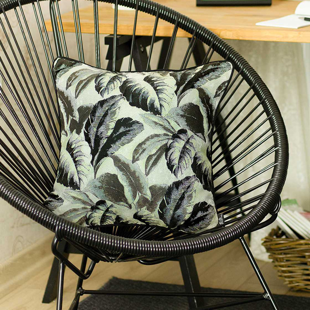 HomeSahel 17" x 17" Decorative Throw Pillow Cover with Jacquard Tropical Leaf HomeRoots 