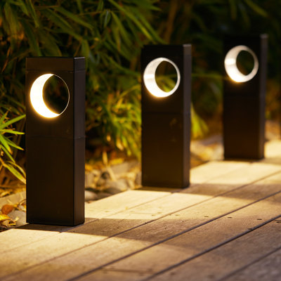 Modern Solar Pathway Lights Outdoor, Moon Shaped Landscape Lights - Brighter & Waterproof Solar Powered Decor For Yard, Garden, Path, Walkway Outside Decoration
