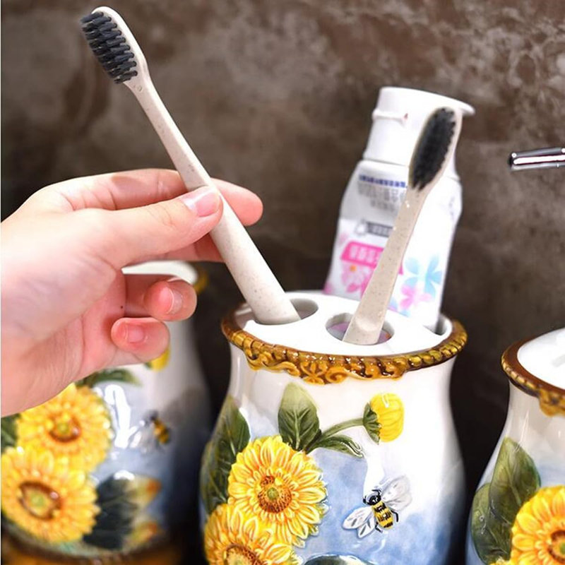 Ceramic Sunflower Bathroom Accessories Set