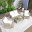 Ensemble de mobilier de patio en U avec table basse, ensemble de conversation modulaire d'extérieur, ensemble de conversation d'extérieur 4 pièces, fabrication en rotin tissé, équipé d'un repose-pieds et de coussins-1615292488