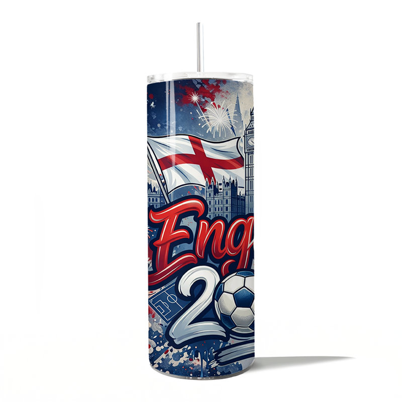 Verre 20 oz avec couvercle et paille en acier inoxydable Angleterre