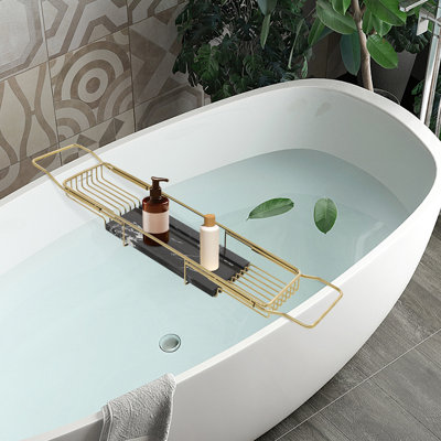Support pour baignoire extensible robuste en métal et marbre vert, 26,77 po - 35,43 po