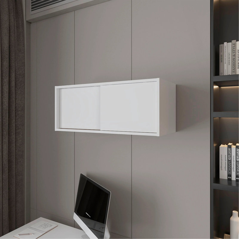 Armoire flottante blanche avec porte coulissante