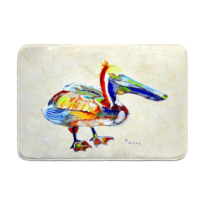 Heathcliff Pelican on Beige Bath Mat