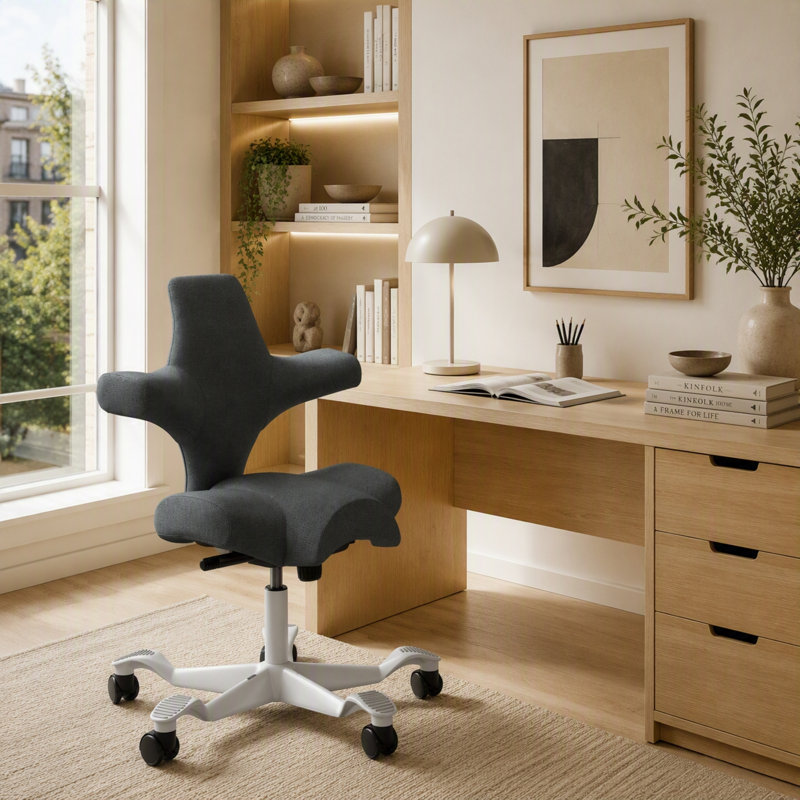 Chaise à hauteur standard réglable HœG Capisco, Standard, Blanc, Gris foncé