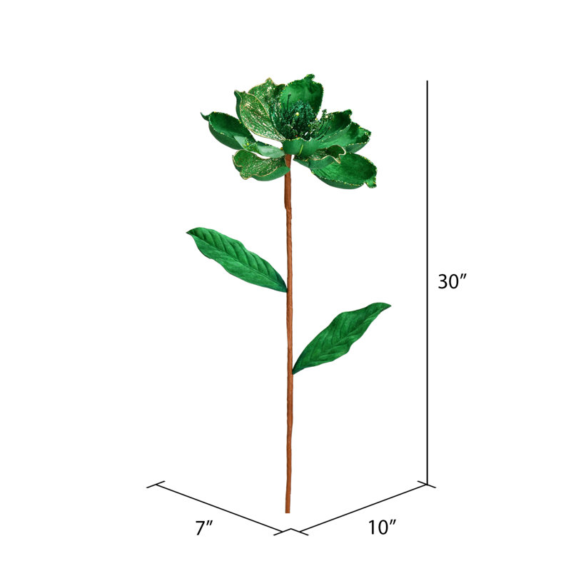 Vickerman 30" Glitter Magnolia Artificial Christmas Spray, Green