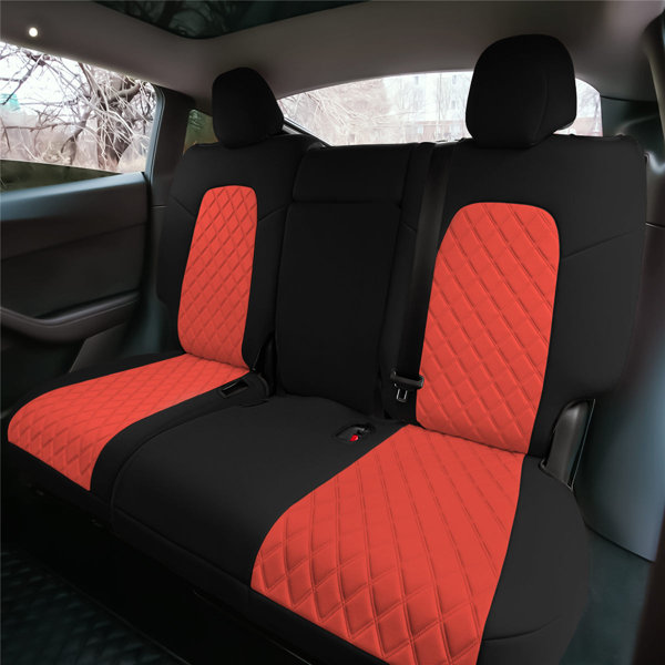 Custom Tesla Silicone Leather Seat Cover, Red Diamond Style, For Tesla