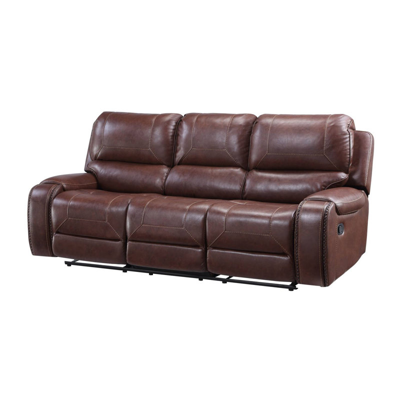 Canapé 86 po manuel transitionnel avec table rabattable avec chargement USB (coupelle en métal), brun