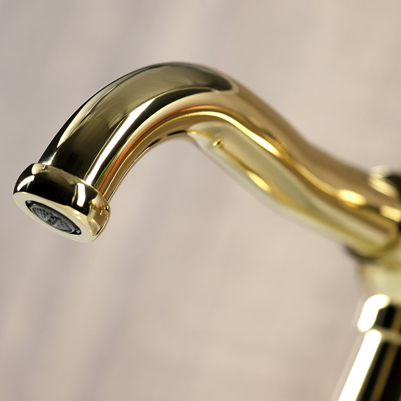 Kingston Brass Belknap Single-Handle 1-Hole Deck Mount Bathroom Faucet with Push Pop-Up and Deck Plate, Polished Brass 2