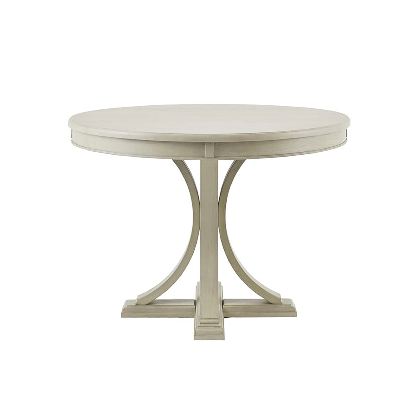 Table de salle à manger ronde 44 po, crème antique, plateau en placage de bois massif, pieds, sièges 4 à 6, nécessaire d'assemblage requis, table ronde, pour surface, placage, pieds