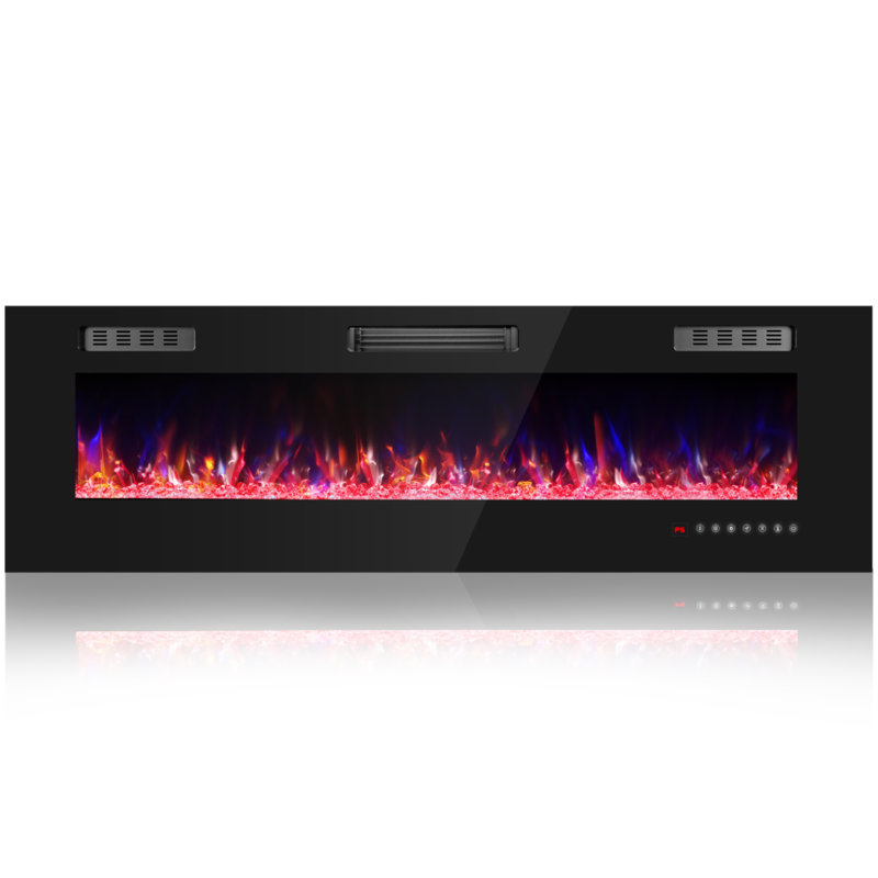 60" Electric Fireplace with 12 Color Flame - Recessed/Wall Mount, Remote Control, 18.11" H x 60" W x 4.17" D