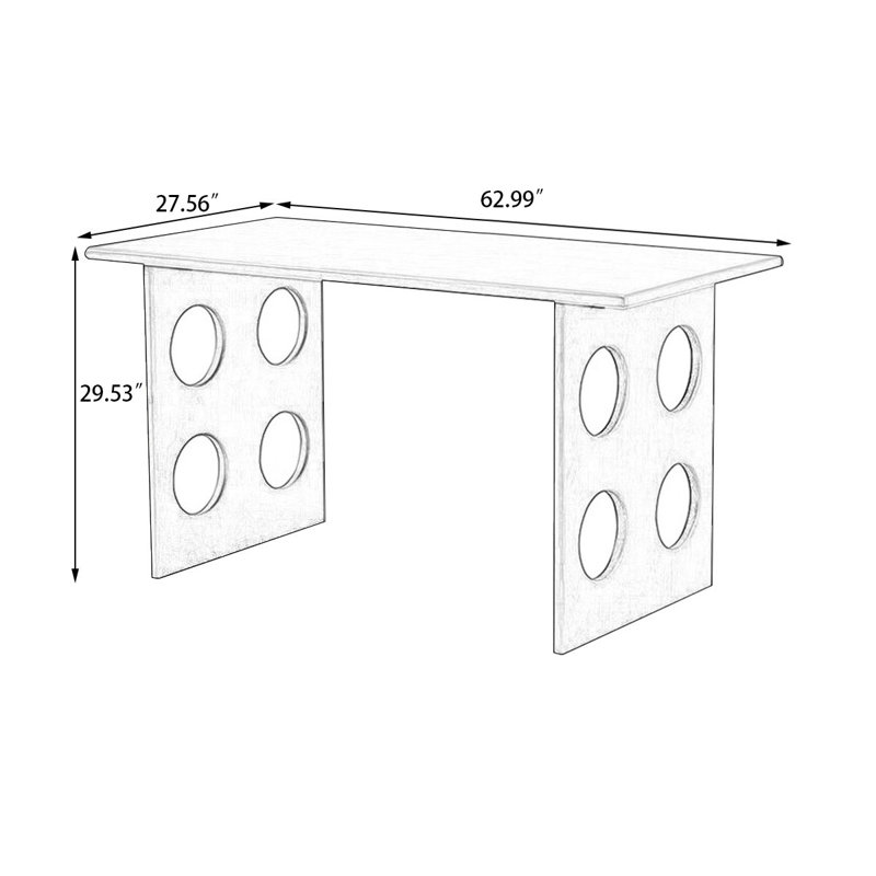 Bureaux rectangulaires noirs en bois massif, H 29,53 po x l 62,99 po x P 27,56 po