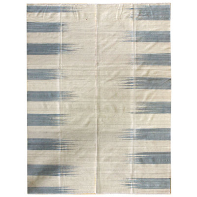 Tapis ivoire / bleu 6 pi 10 po x 9 pi 9 po Aghan One-of-a-Kind Rugs