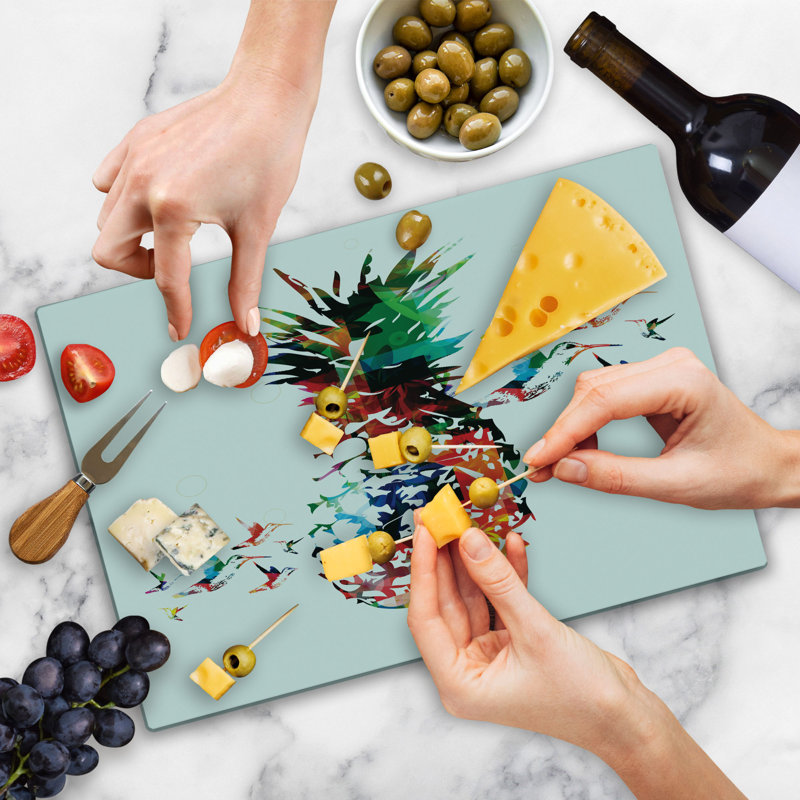 Ambesonne Pineapple Cutting Board Large Size Modern Geometric Art Multicolor
