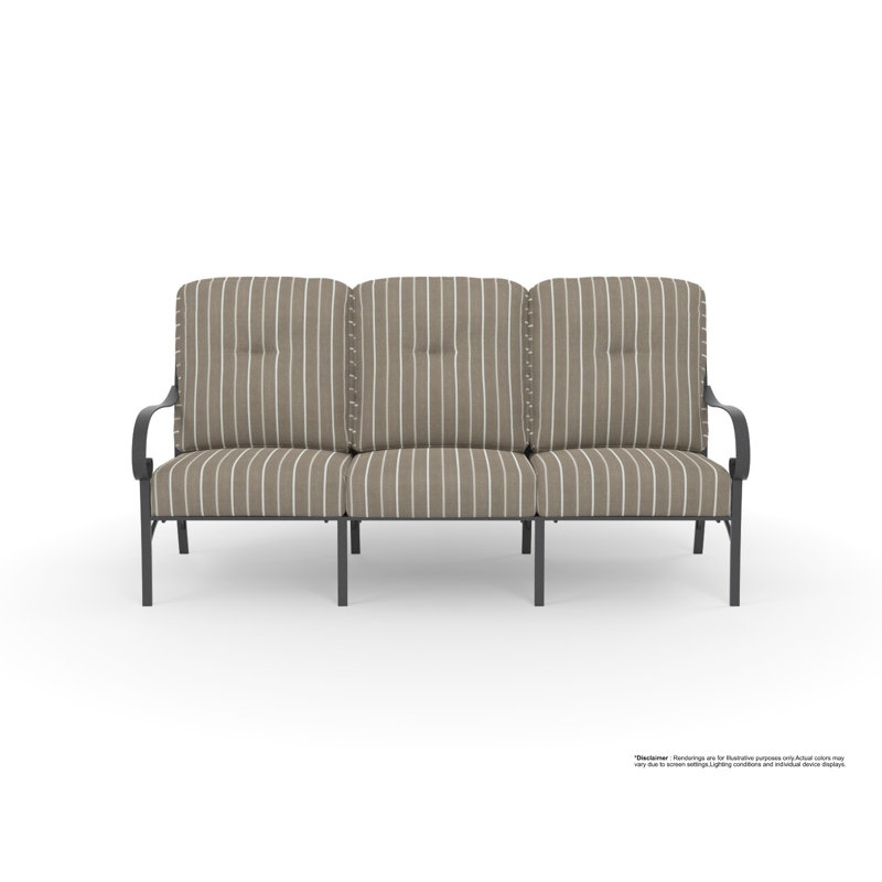 Pasadera Outdoor 3 - Seat Patio Sofa, Muscle Beach Grey, Carbon Black