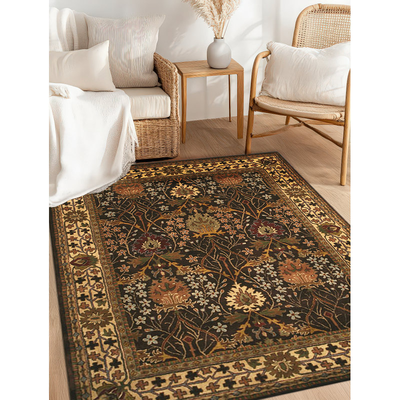 Tapis brun en laine touffeté à la main Luna, Rectangle 6 pi x 9 pi