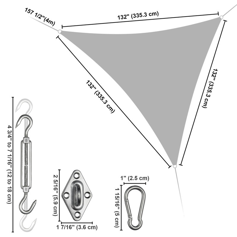 Toile d'ombrage triangulaire 11 '