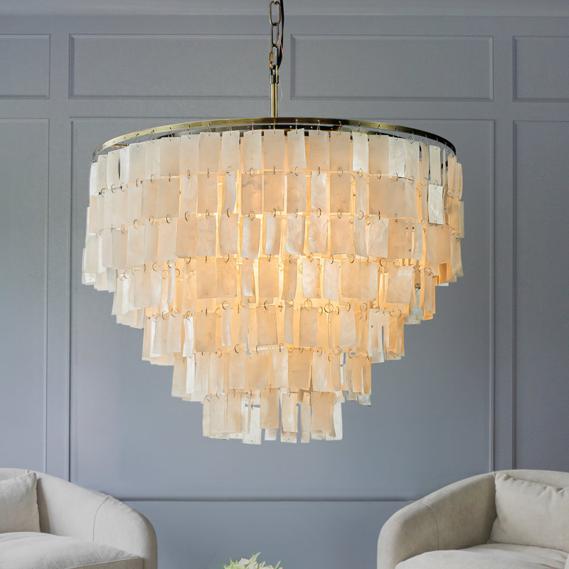 Lustre Pettisville Farmhouse Coastal Shell / Capiz, H 87 po x l 25,6 po x P 25,6 po