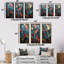 «Blue and Red Marble Elegance I», ensemble de 3 impressions sur toile marbrées abstraites-1456289468-1456289440