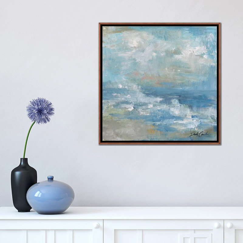 Reproduction d’art, "Water Murmurii" par Debi coules, H 18 po x l 18 po x 1,5 po, Toile avec cadre en bois brun classique