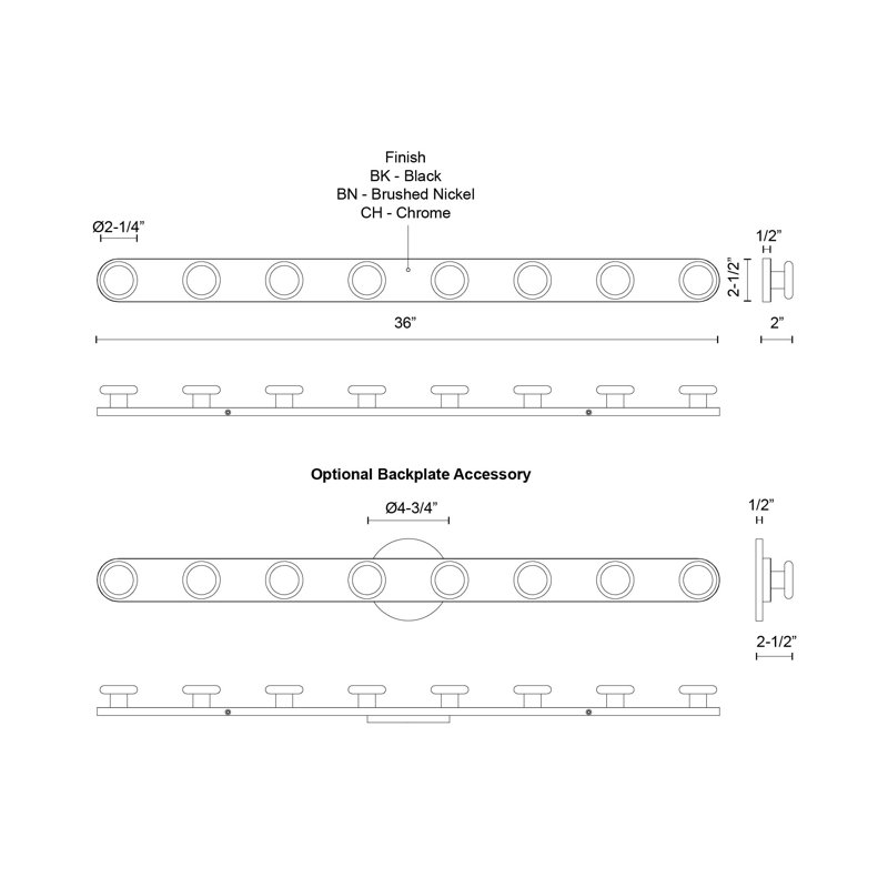 Rezz 8 - Light LED Bath Bar, Chrome