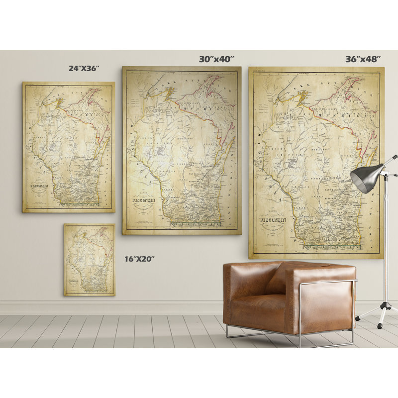 " Wisconsin Sketch Map II ", 36" H x 48" W x 1.5" D