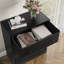 Table de chevet moderne, table de bout en bois de 22,8 po de largeur avec tiroirs en tissu, petite table d'appoint pour la chambre à coucher, noir-1446217515