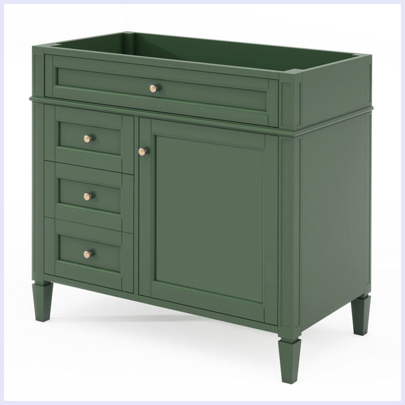 Modern Bathroom Storage Cabinet with 2 Drawers and a Tip-out Drawer, Green