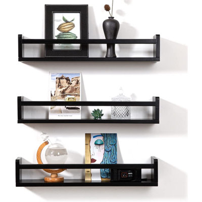 3 Piece Square Solid Wood Floating Shelf