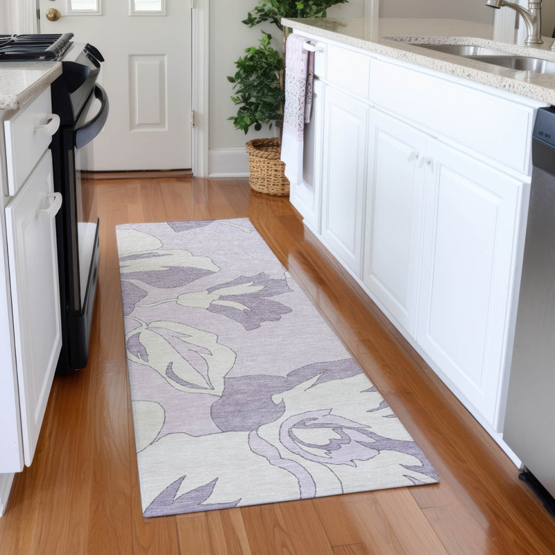 Tapis lavande Prisco lavable à la machine de qualité supérieure, Tapis de couloir 2 pi 3 po x 7 pi 6 po