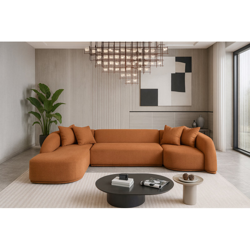 Canapé 122,5 po, Tissu de polyester cognac