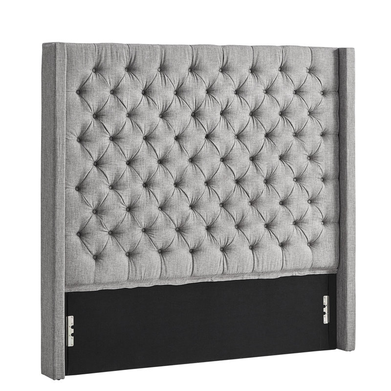 Tête de lit tapissier Kaster, Lin gris étain, Grand