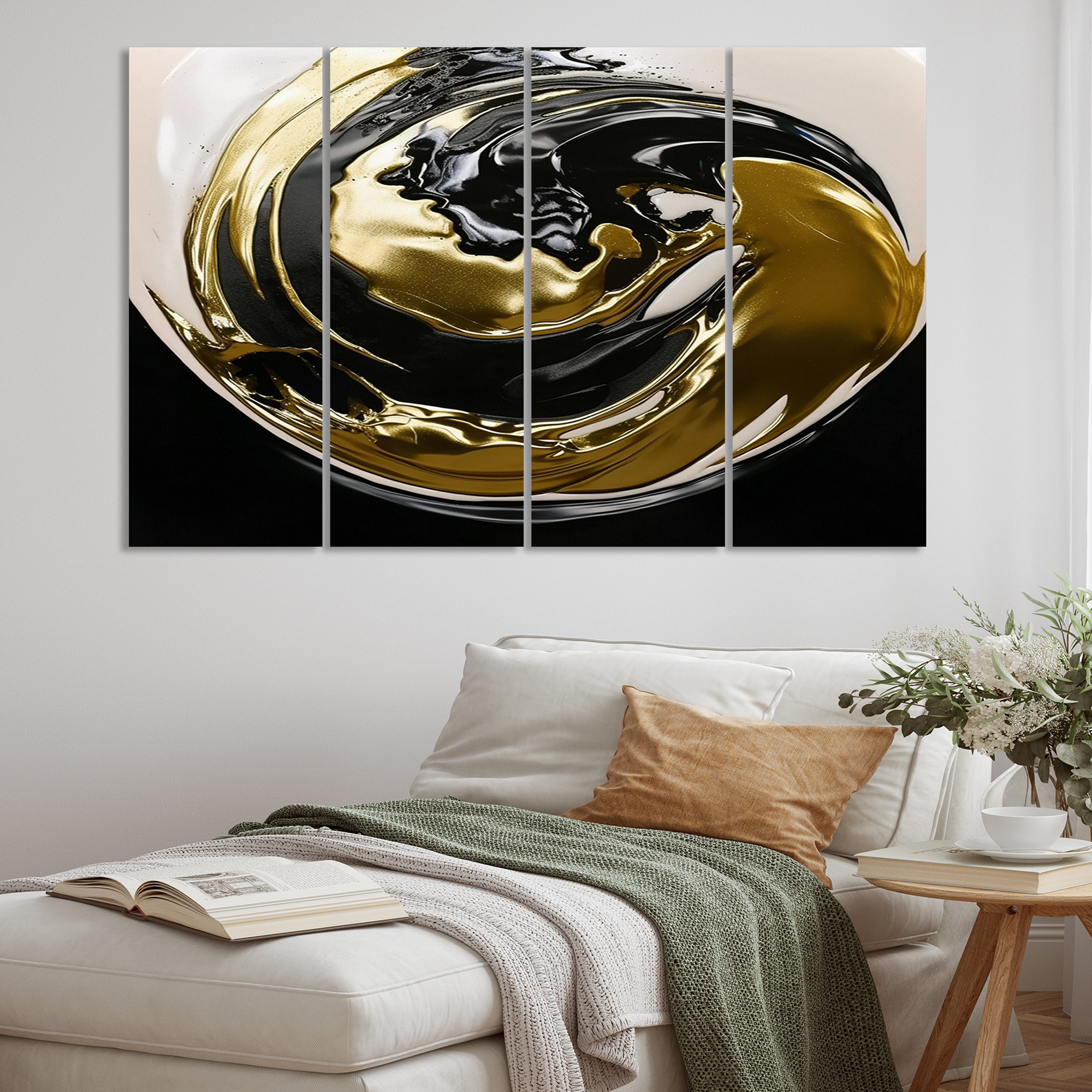 Wrought Studio™ New Balance Liquid Gold And Black - Abstract Canvas ...